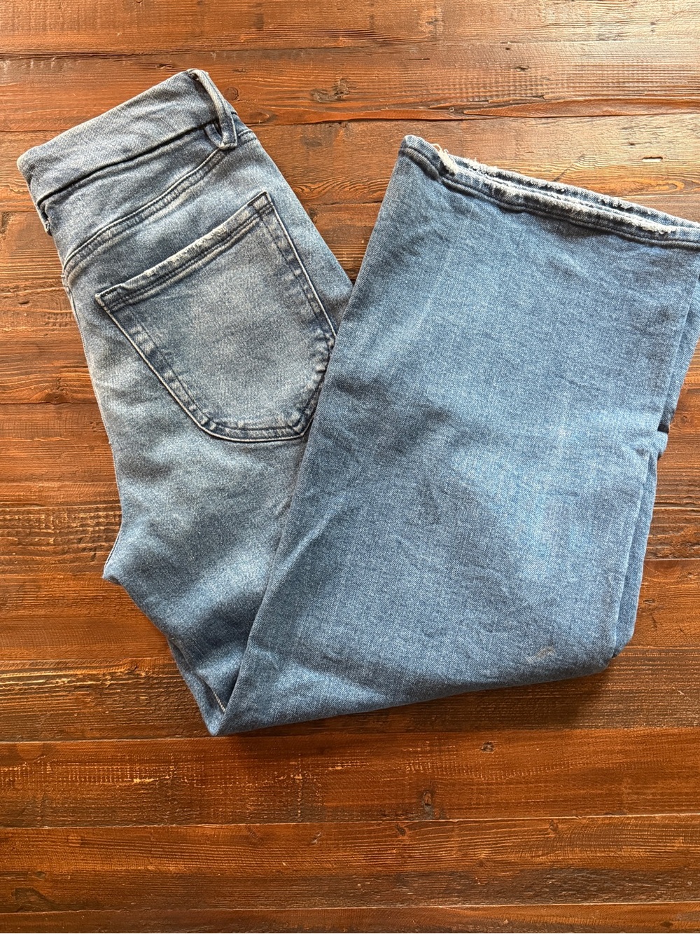 Good American Women's Light Blue Wide Leg Jeans Palazzo Crop Sz 27